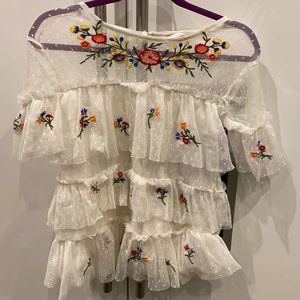 Zara lace/embroider top sz 10